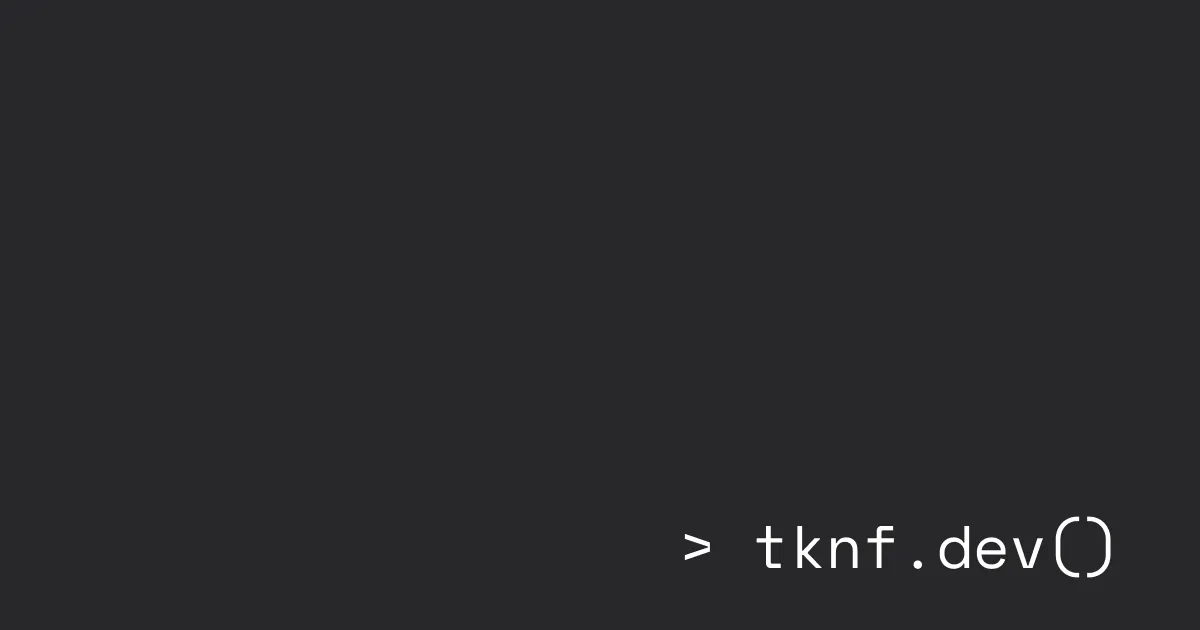 黒い背景の右下に白い文字で「> tknf.dev()」と書かれています。